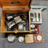 A box of watches and other items.