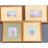 Miroslav Stojkovic: Four framed small oils on board, frame size 22 x 26cm.