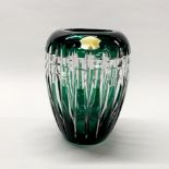 A superb mid 20th C Val St. Lambert cut crystal vase, H. 25cm, Dia. 19cm.