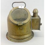 An early 20th C brass ships binnacle, H. 25cm.