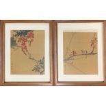 A pair of framed Chinese watercolours on silk, frame size 46 x 68cm.