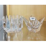 Two Orrefors lead crystal bowls, largest 14 x 9cm.