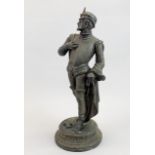 A 19th C spelter figure of a cavalier, H. 41cm.