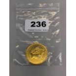 A 2015 Britannia 1oz fine gold coin ingot.