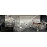 A quantity of Bohemian cut crystal items, largest Dia. 30cm. (Some with boxes).