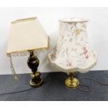 Two gilt brass table lamps, H. 76cm.