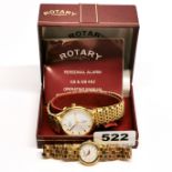 A boxed gents gold plated Rotary alarm wristwatch and a ladies Raymond Weil wrist watch.