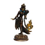 A Tibetan bronze figure of a female Deity, H. 12.5cm.