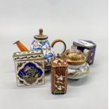 A group of Chinese and Japanese enamelled and porcelain items, tallest H. 8.5cm.