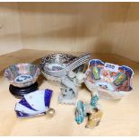 A group of oriental porcelain and other items.