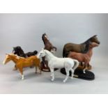 A group of Beswick, Sylvac and Royal Doulton horse figures, including 'psamn'.