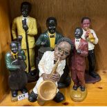 A group of six resin and porcelain Jazz musician figures, tallest H. 35cm.