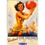 A Butlins tin reproduction advertising sign, 50 x 70cm.