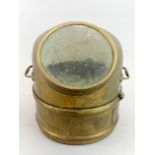 A Lilley and Reynolds Ltd brass ships binnacle, H. 25cm.