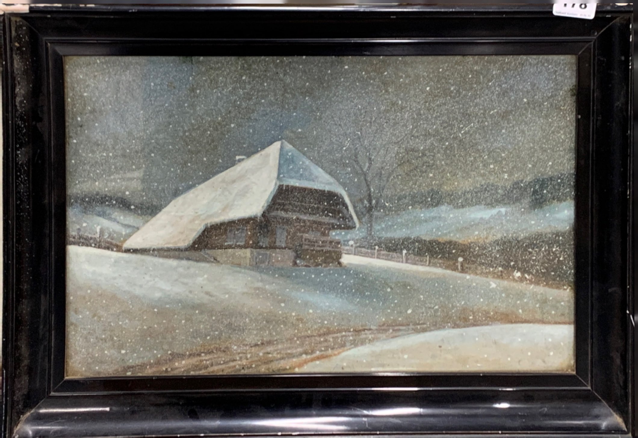 A 19th / early 20th C framed watercolour winter scene, frame size 58 x 42cm.