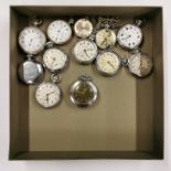 A group of twelve vintage pocket watches.