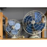 Two vintage Limit electric fans.