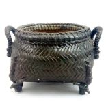 A 19th/early 20th C oriental cast bronze basket censer, W. 18cm H. 11cm.