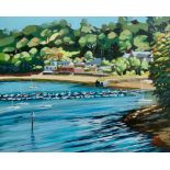 Alix Baker, "Summer, Helford River, Threath, S Cornwall", acrylic, 2021, 20 x 25 x 1cm. A