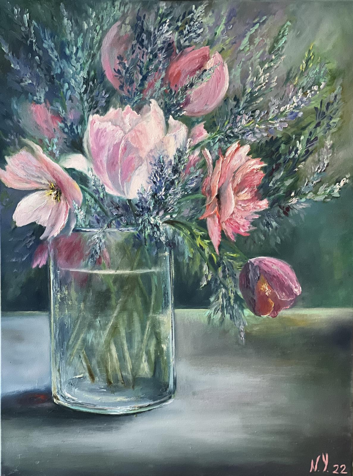 Nadine Yarr, "Spring bouquet", oil on canvas, 2022, 60 x 45 x 2cm. My flower garden became the