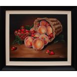 Marina Ratkus, "Fruits of elegant labour", framed oil, 2022, 41 x 51 x 2cm. UK shipping £35.