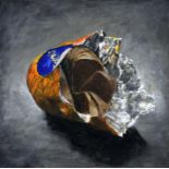 Tin Stanton, "Chocolate Orange", acrylic painting on wood panel, 2022, 25 x 25 x 2cm. UK shipping £