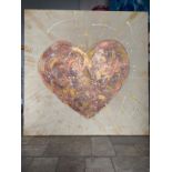 Juls Robinson, "My Golden Heart", acrylic, gouache and acrylic inks, 2022, 100 x 100 x 5cm. UK
