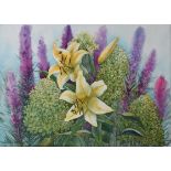 Elena Shichko, "Lilies from my garden", watercolour on paper, 2022, 63 x 45 x 1cm. When I start a