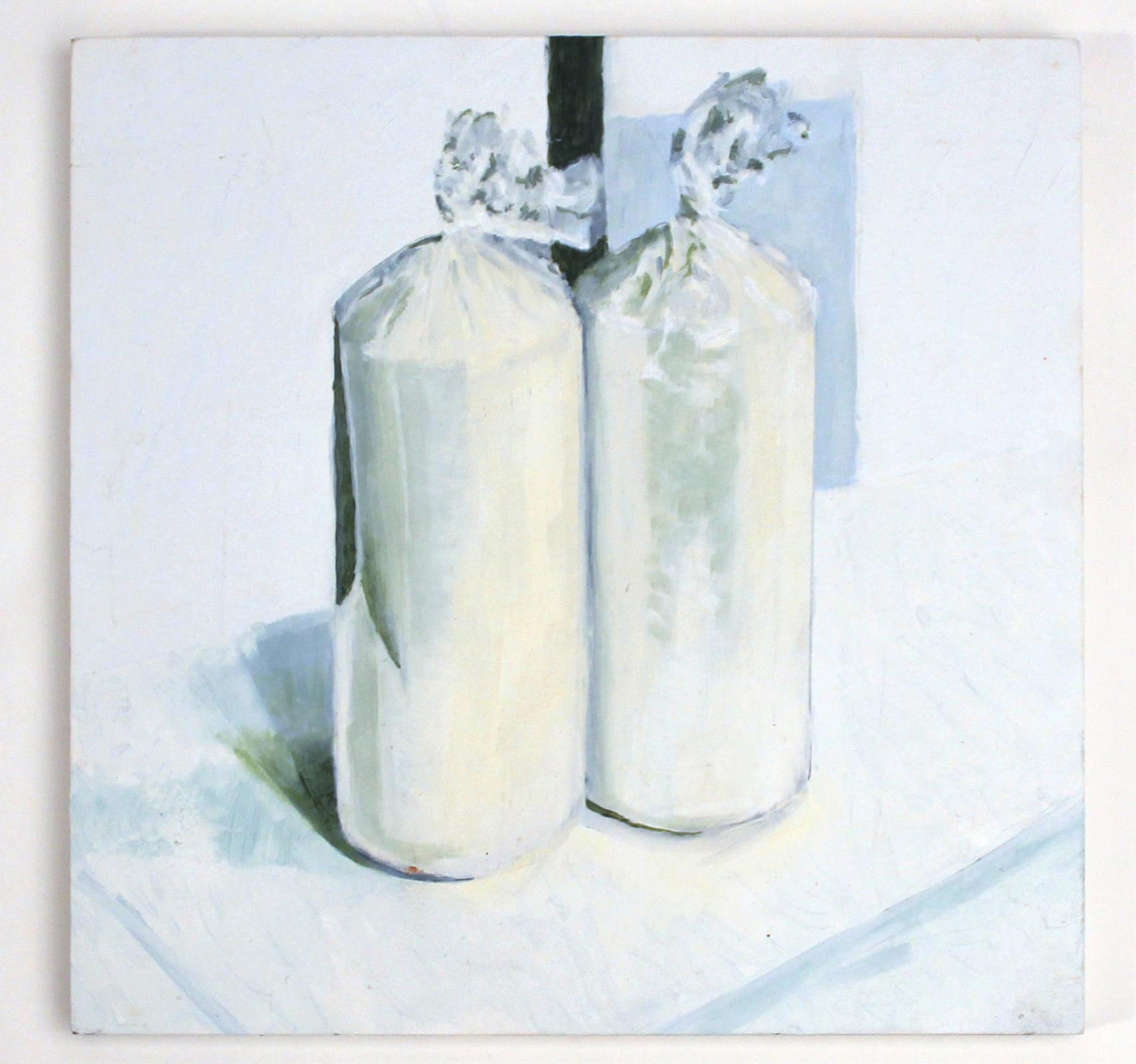 Ian Latham, "Candles", oil painting on gesso panel, 2021, 25 x 25 x 2cm. Cellophane wrapped