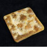 Tin Stanton, "Cream Cracker", acrylic painting on wood panel, 2022, 25 x 25 x 2cm. UK shipping £