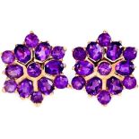 A rose gold on 925 silver cluster earrings set with amethysts, Dia. 1.6cm.