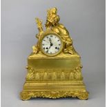 A 19th C French gilt bronze mantel clock, H. 38cm.