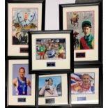 Autograph interest. A group of autographs and photographs of sporting personalities, largest 41 x