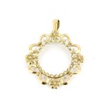 A hallmarked 9ct yellow gold coin mount pendant, L. 4.5cm.