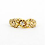A heavy 18ct yellow gold (stamped 18K) diamond set ring, (N).