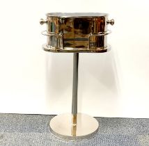A silvered metal ice bucket and stand, W. 44cm. H. 73cm.