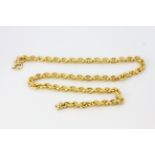 A heavy hallmarked 18ct yellow gold chain, L. 80cm.