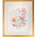 A large gilt framed watercolour pencil signed Caterena Stewart, size 67 x 79cm.