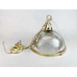 A heavy quality gilt brass and glass ceiling light, Dia. 38cm.