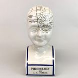 A crackle glazed porcelain phrenology head, H. 40cm.