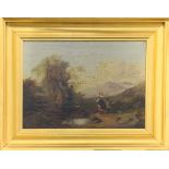 A 19th C gilt framed oil on canvas, size 48 x 37cm. Canvas A/F.