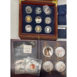 A mixed group of British silver commemorative coins (£5 size) together with a single large Queen