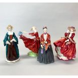 Two Royal Doulton lady figures with a Lawnton Studio porcelain figure of 'Grandma' and a further