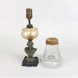 A 19th C cast iron George Washington oil lamp converted to electricity but not wired, H. 32cm,