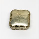 A Dutch silver snuff box with hinged lid and engine turned decoration, W. 5cm. D. 2cm.