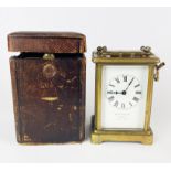 A Benetfink & Co French brass carriage clock, H. 14.5cm. Top glass replaced with perspex. With