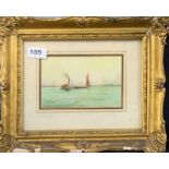 A small gilt framed watercolour Thames river scene by E. Hayes, size 34 x 27cm.