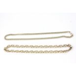 Two heavy hallmarked silver chains, longest L. 47cm.