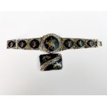 A Siamese silver bracelet and brooch, bracelet W. 4.5cm.