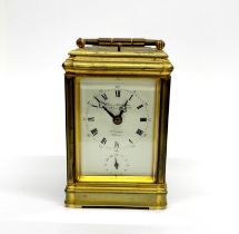 A Charles Frodsham French gilt brass alarm carriage clock with repeat, H. 16cm.